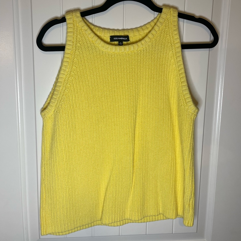 ANTHROPOLOGIE 525 AMERICA Yellow Cotton Knit Tank Top